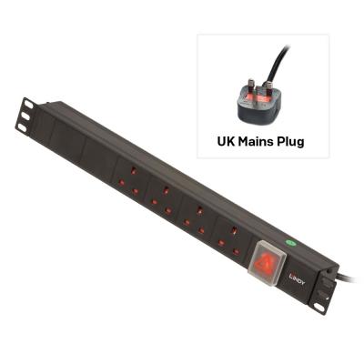 1U 4 Way UK Sockets Horizontal PDU with UK Plug